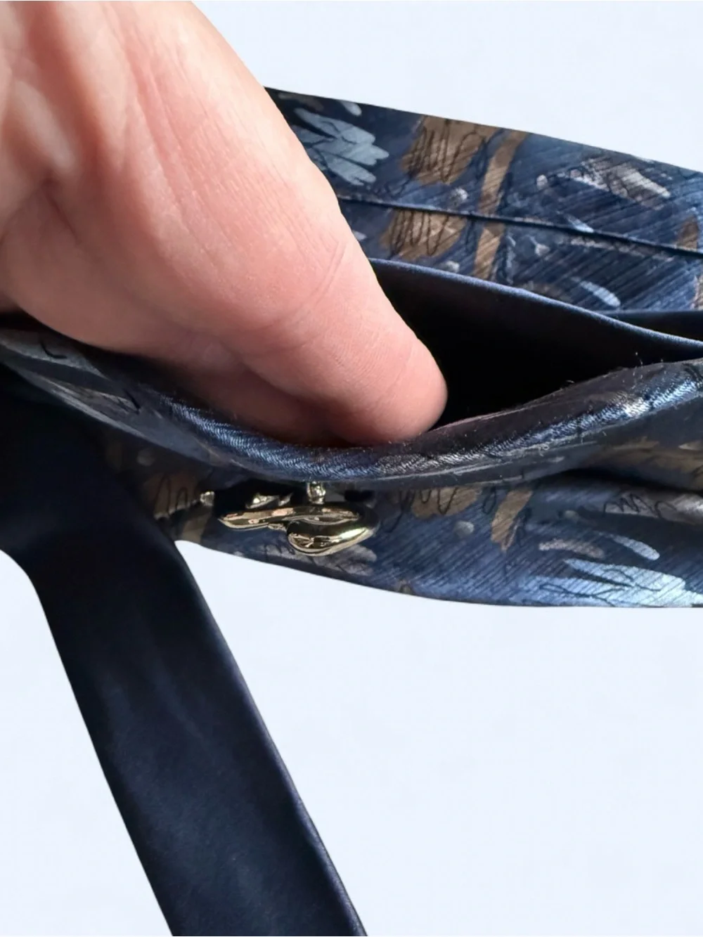 Re-styled Silk Necktie Belt, hidden pocket, swan pin, empowered, Art Deco, Chic